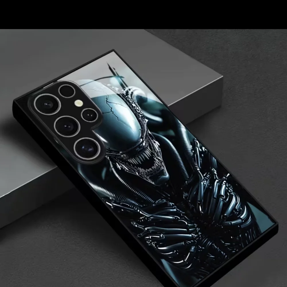 Alien Predator Black Glass Phone Case - Protective Design